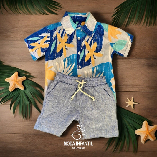 Conjunto para niño "Playa" - Diseño fresco y colorido, ideal para verano (tallas 4 a 10 años)