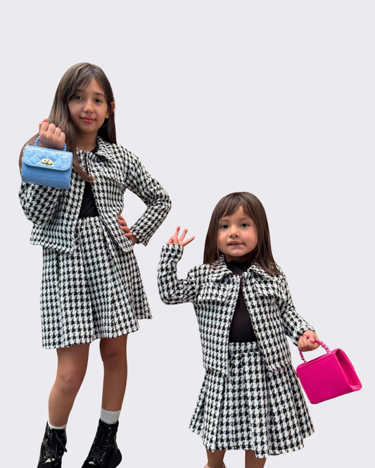 Conjunto Tweed Infantil – Falda + Saco  (Tallas 4 a 14 años)